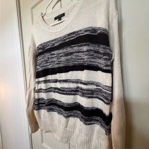 Elegant Cream and Black Striped Sweater
